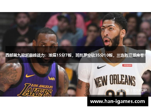西部第九掀起巅峰战力：浓眉15分7板，班凯罗空砍35分10板，三连胜狂潮席卷！