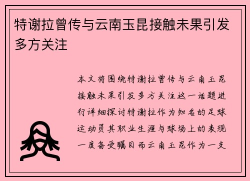 特谢拉曾传与云南玉昆接触未果引发多方关注